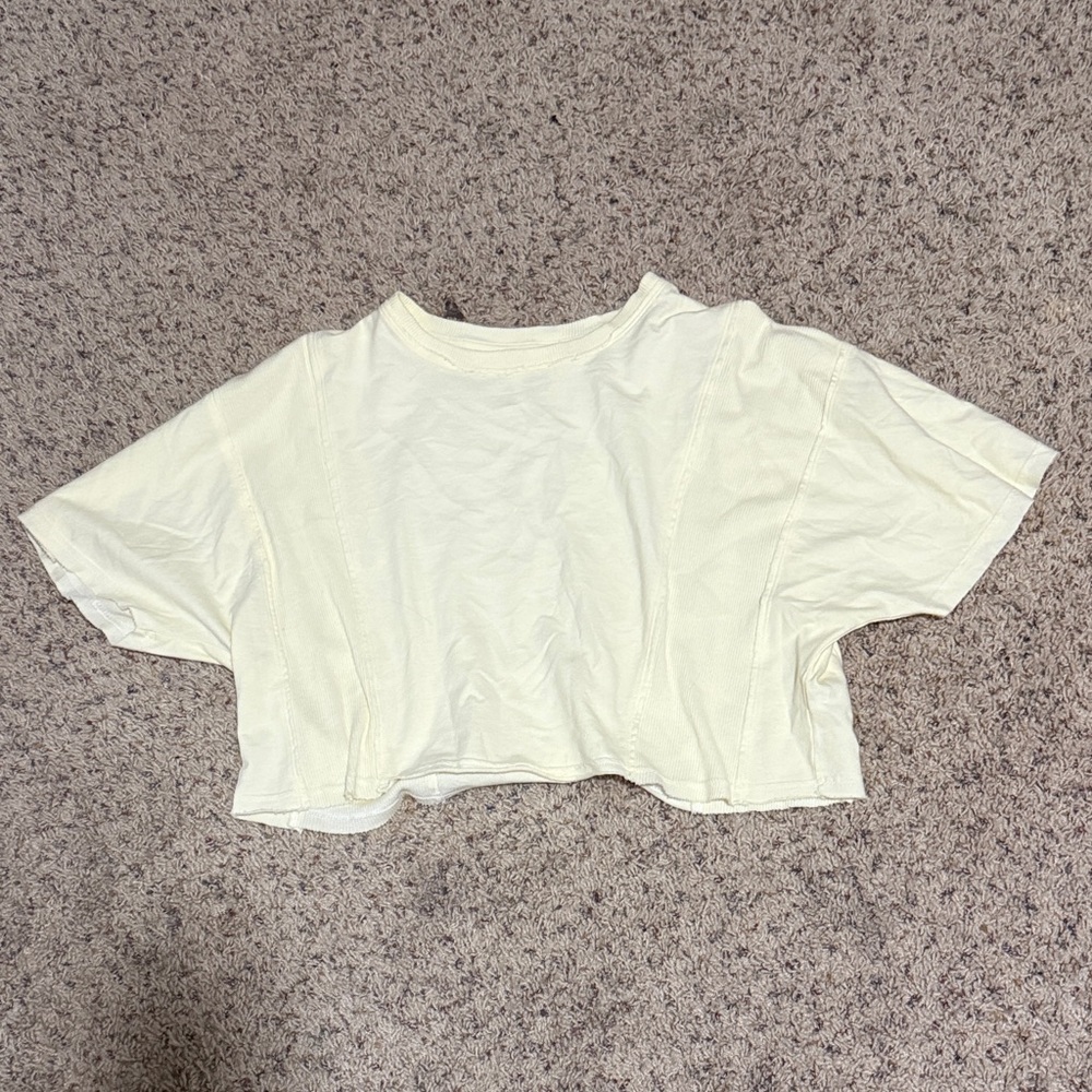 Aerie pastel yellow Crop Top t shirt